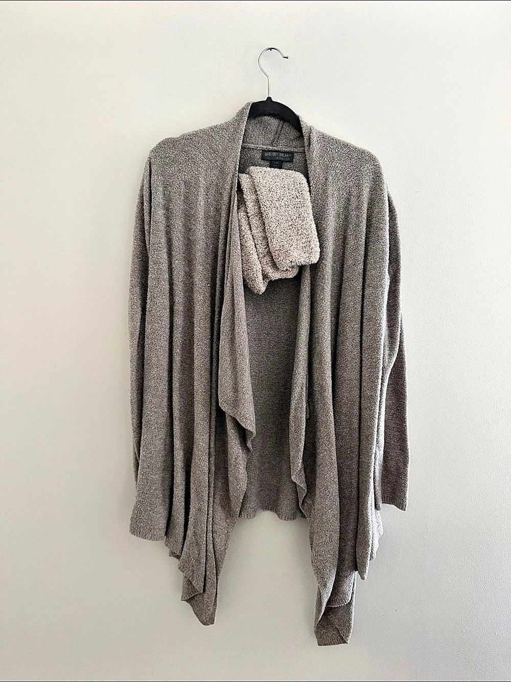 Barefoot Dreams CozyChic Lite Waterfall Cardigan Brown L/XL